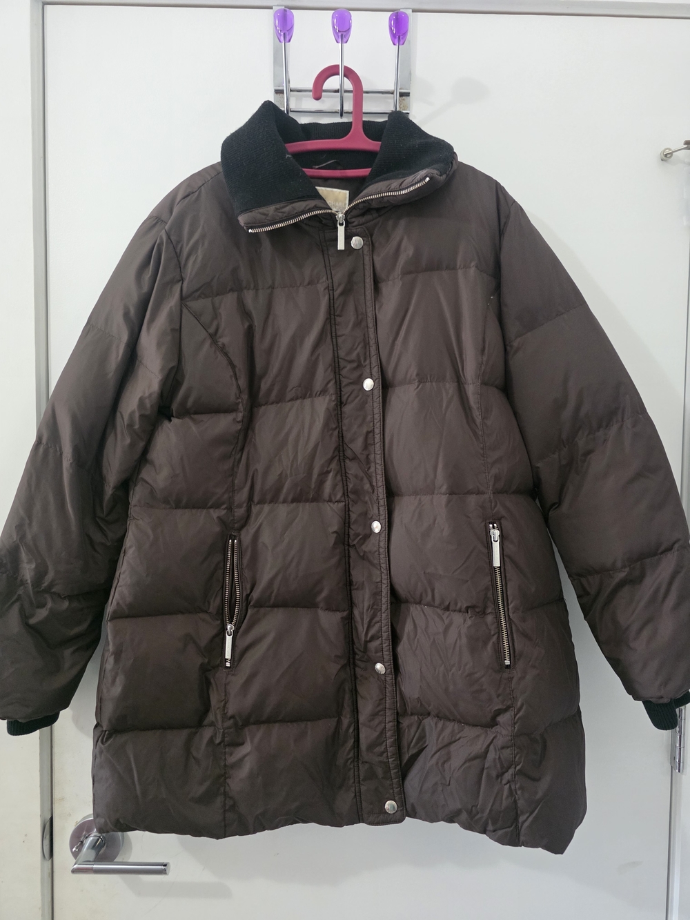 Michael Kors Dark Brown Quilted Puffer Coat